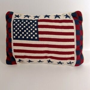 Americana Patriotic Stars & Stripes Embroidered USA 11x16 Decorative Pillow